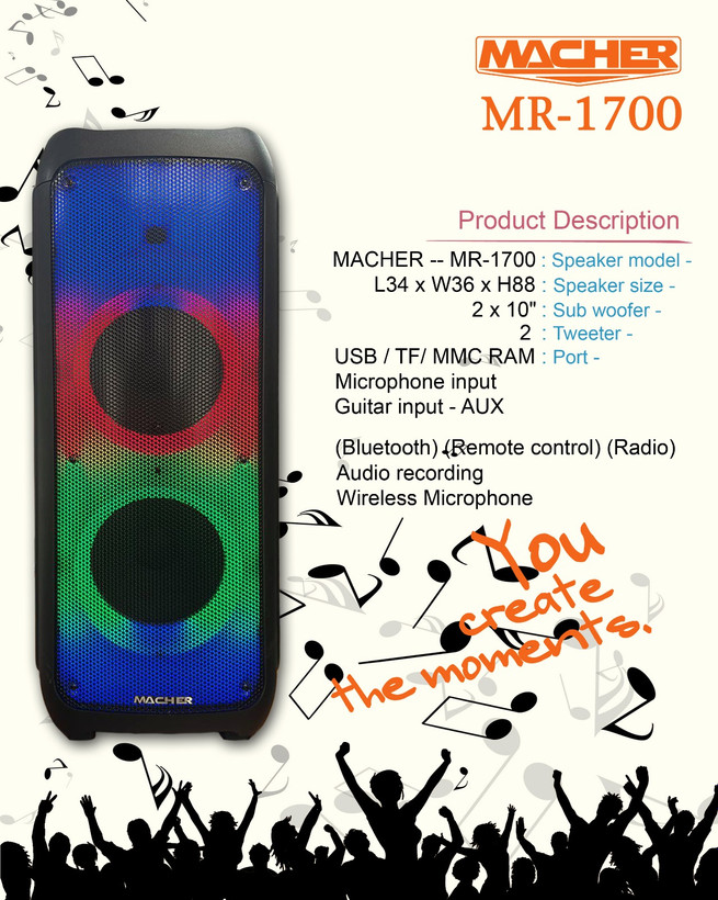 اسپیکر بلوتوثی قابل حمل مچر مدل MR-1700