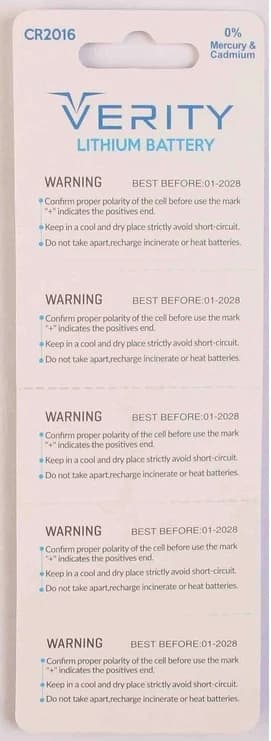 خرید باتری سکه ای وریتی مدل CR 2016 بسته پنج عددی با قیمت مناسب