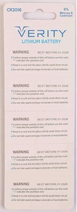 خرید باتری سکه ای وریتی مدل CR 2016 بسته پنج عددی با قیمت مناسب