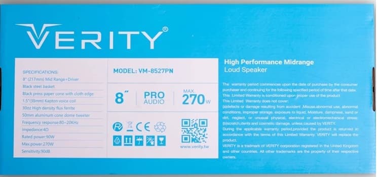 خرید میدرنج صوتی ۲۷۰ واتی برند Verity VM-8527PM Midrange با ارزانترین قیمت