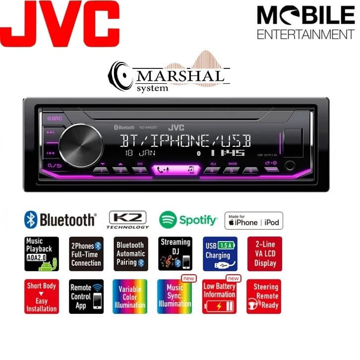 خرید رادیو پخش خودرو جی وی سی مدل KD-X462BT با بلوتوث با قیمت عمده