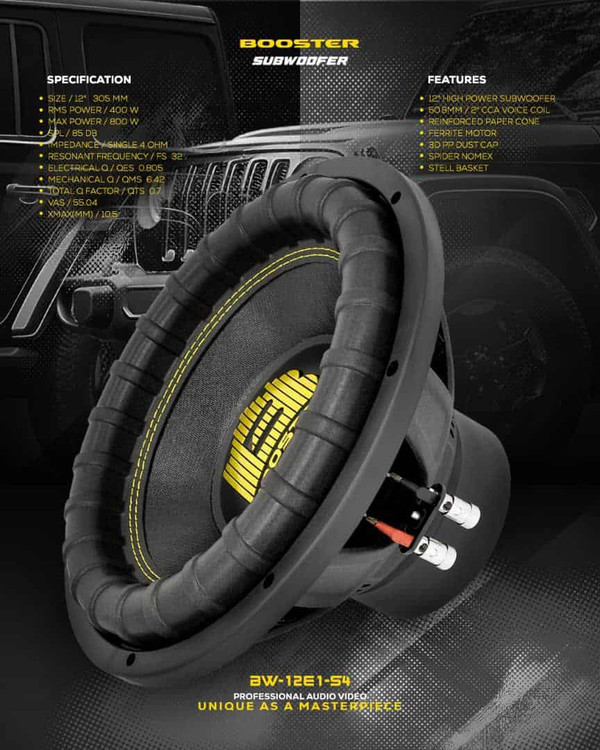 خرید ساب ووفر ۱۲ اینچ بوستر BW-12E1-S4 با قیمت مناسب بازار