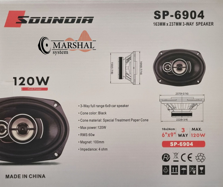 بلندگو بیضی ساندیا 120 واتی مدل SP-6904 بسته دو عددی